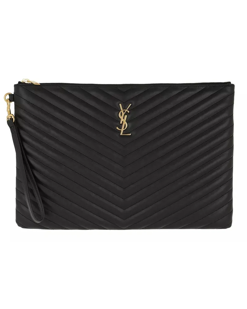 Saint Laurent Clutches Monogramme Matelassé Clutch Quilted Leather schwarz Schwarz