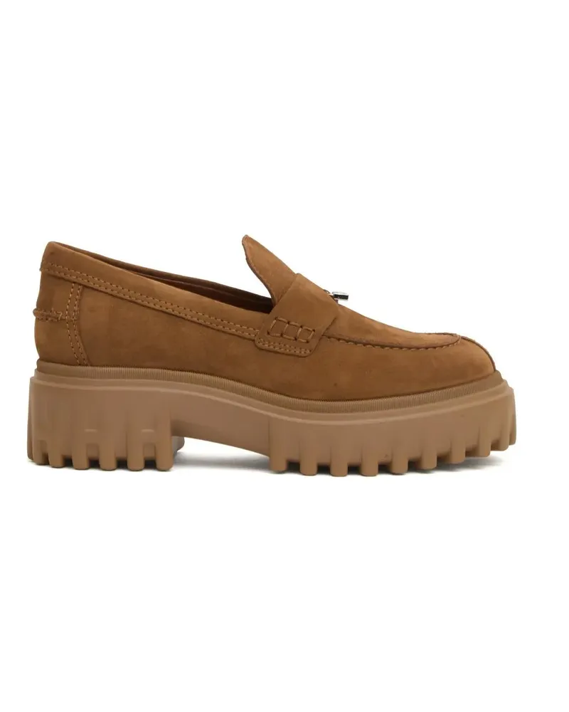 Hogan Nubuck Loafers With Hand-Stitched Detailing braun Braun