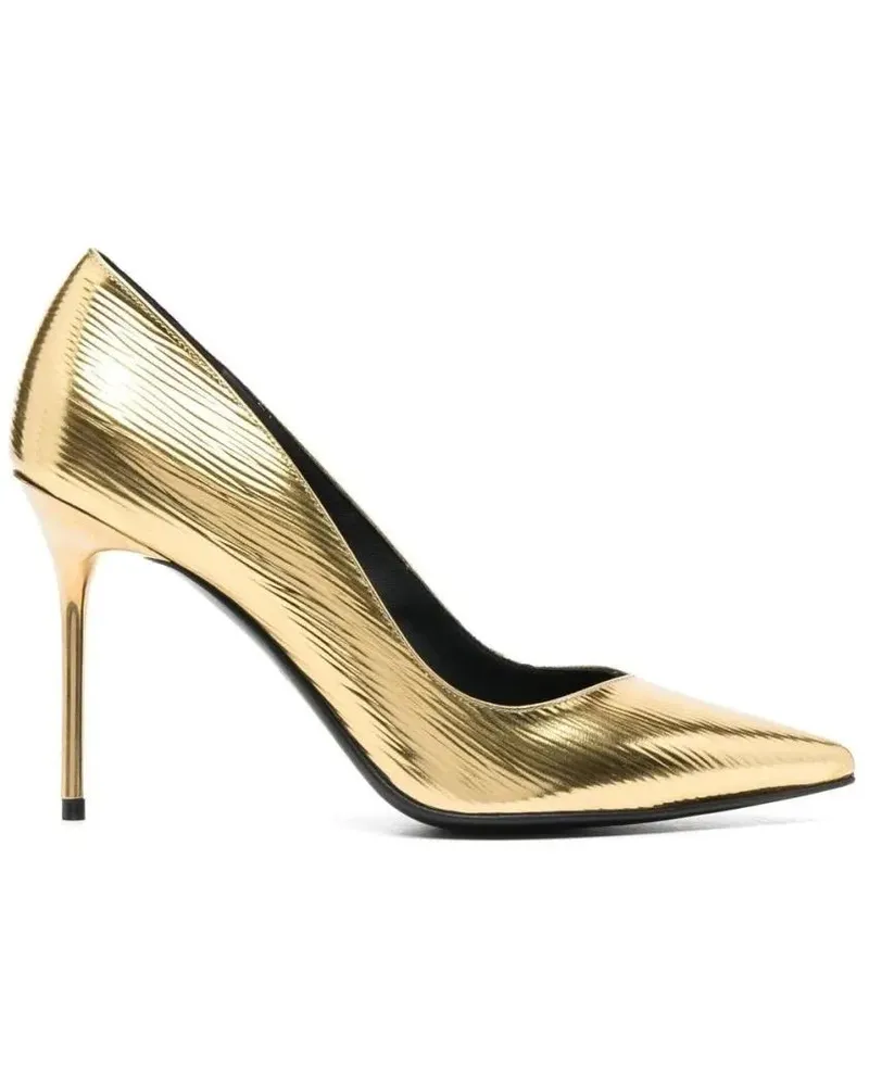 Balmain Hohe Schuhe Pump Ruby-Laminated Pumps goldfarben 