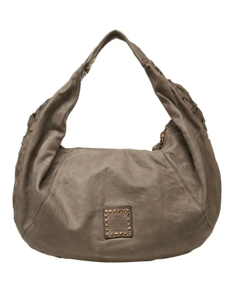 Campomaggi Hobo Bags Crescent-Shaped Shoulder Bag With Woven Strap And grau Grau