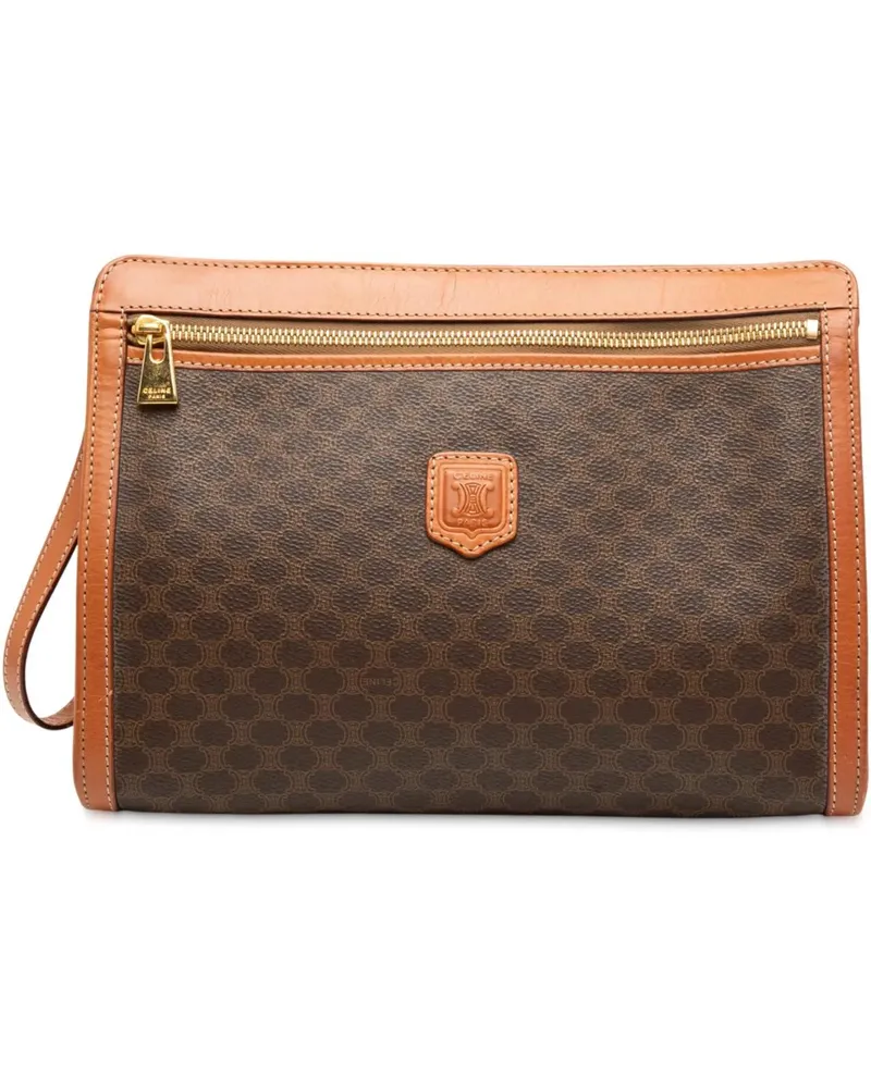 Celine Clutches Macadam Coated Canvas Clutch braun Braun