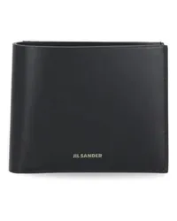 Jil Sander Portemonnaies Leather Wallet Schwarz