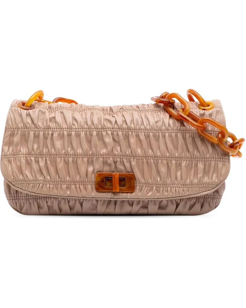 Prada Hobo Bags Nappa Gaufre Resin Chain Shoulder Bag braun Braun