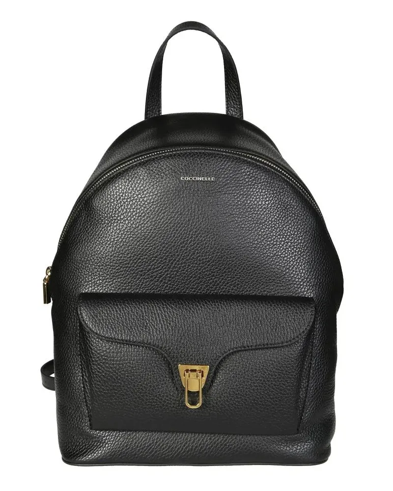 Coccinelle Rucksäcke Minimalist Zip-Closure Backpack With External Pock schwarz Schwarz
