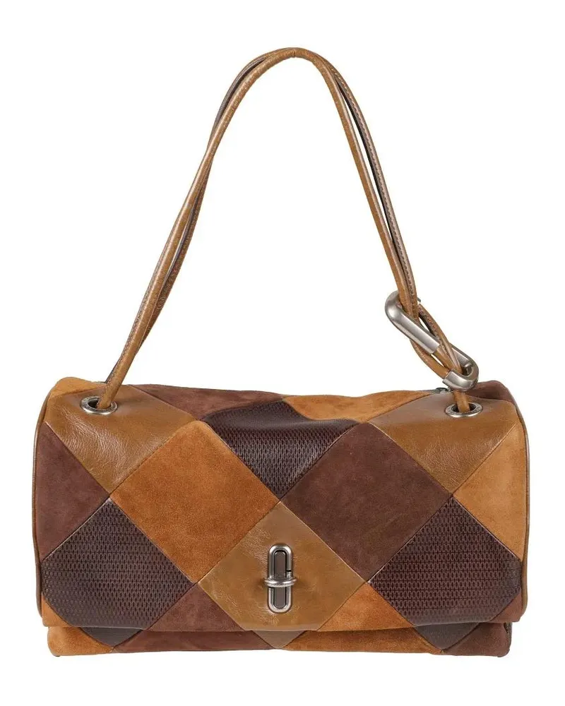 Marc Jacobs Hobo Bags Patchwork Handbag With Flap Closure And Silver-Ton braun Braun