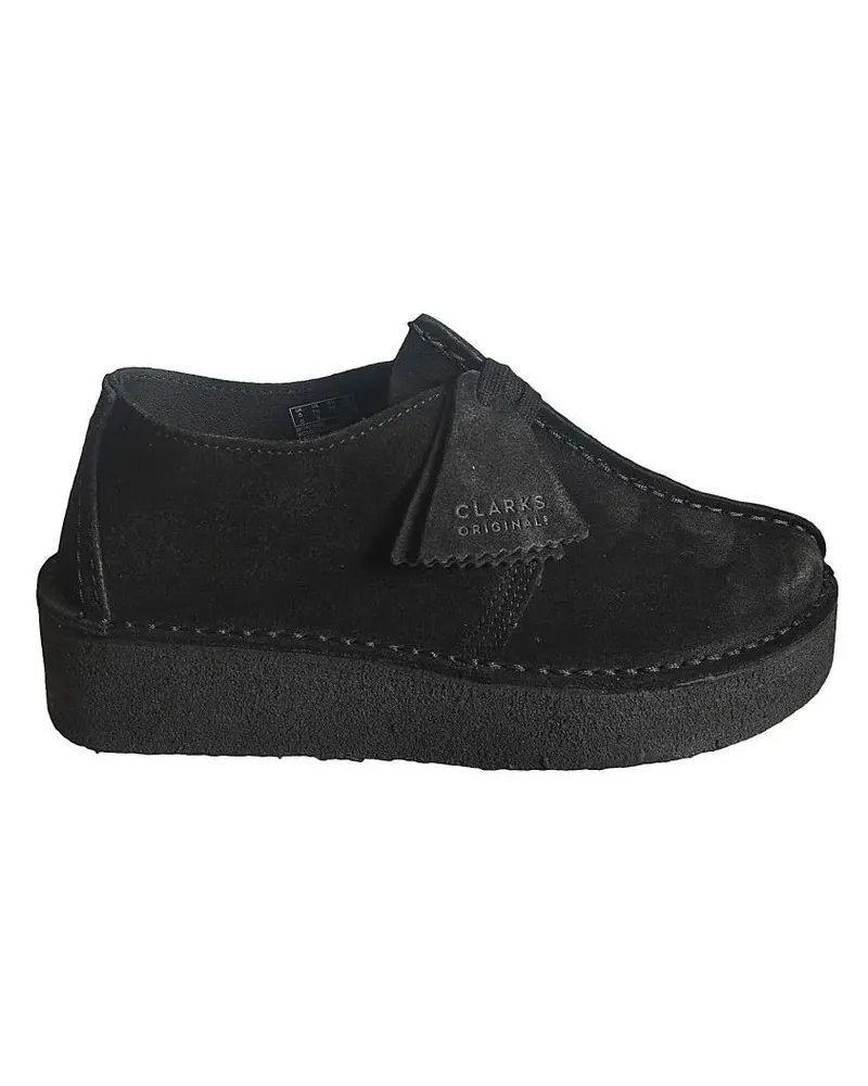 Clarks Minimalist Leather Wedge Shoes With Decorative Tas schwarz Schwarz