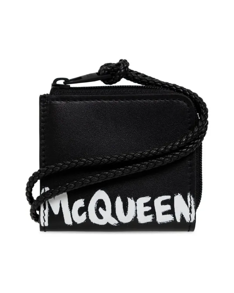 Alexander McQueen Portemonnaies Graffiti Logo Wallet schwarz Schwarz