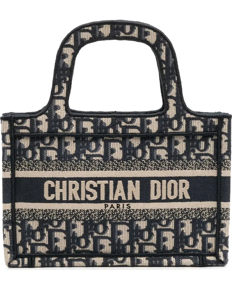 Dior Crossbody Bags Mini Oblique Canvas Book Tote blau Blau