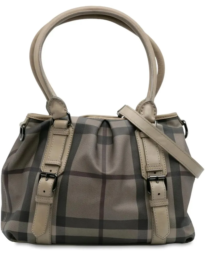 Burberry Hobo Bags Smoke Check Coated Canvas Northfield Satchel braun Braun