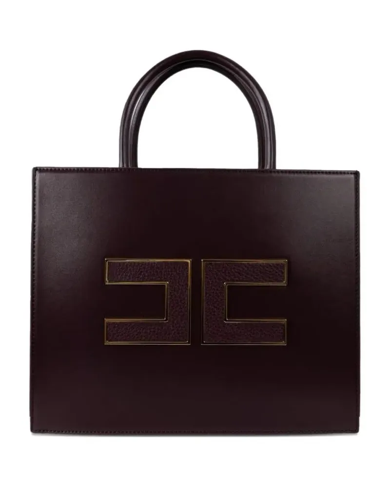 Elisabetta Franchi Crossbody Bags Structured Handbag With Prominent Logo Embellishme schwarz Schwarz