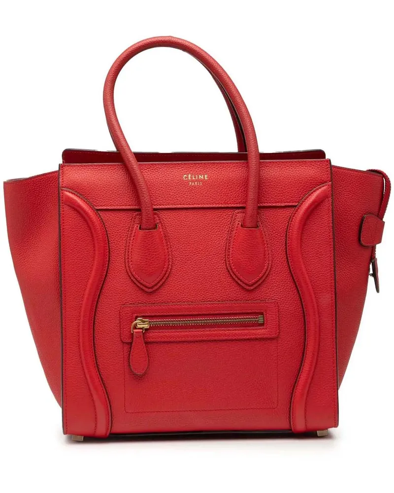 Celine Crossbody Bags Micro Calfskin Luggage Tote rot Rot