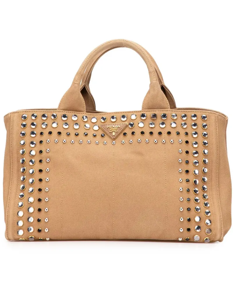 Prada Hobo Bags Canvas Canapa Bijoux Satchel braun Braun