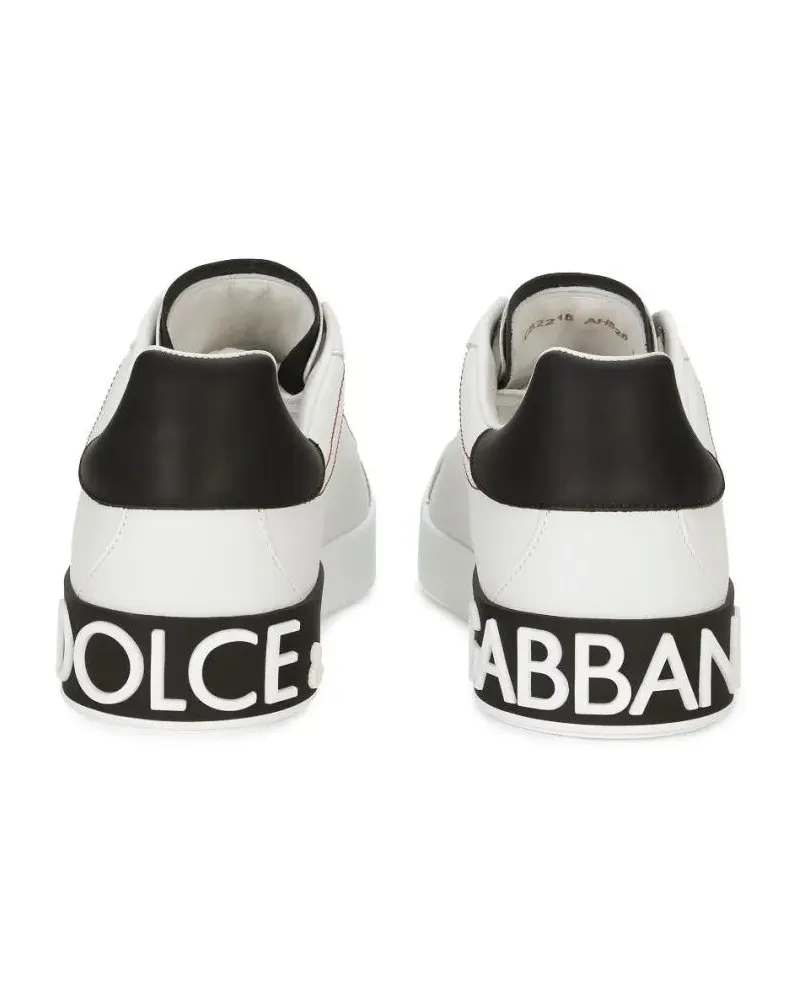 Dolce & Gabbana Low-Top Sneaker White Calf Leather Sneakers With Logo Patch And Ro weiß Weiß