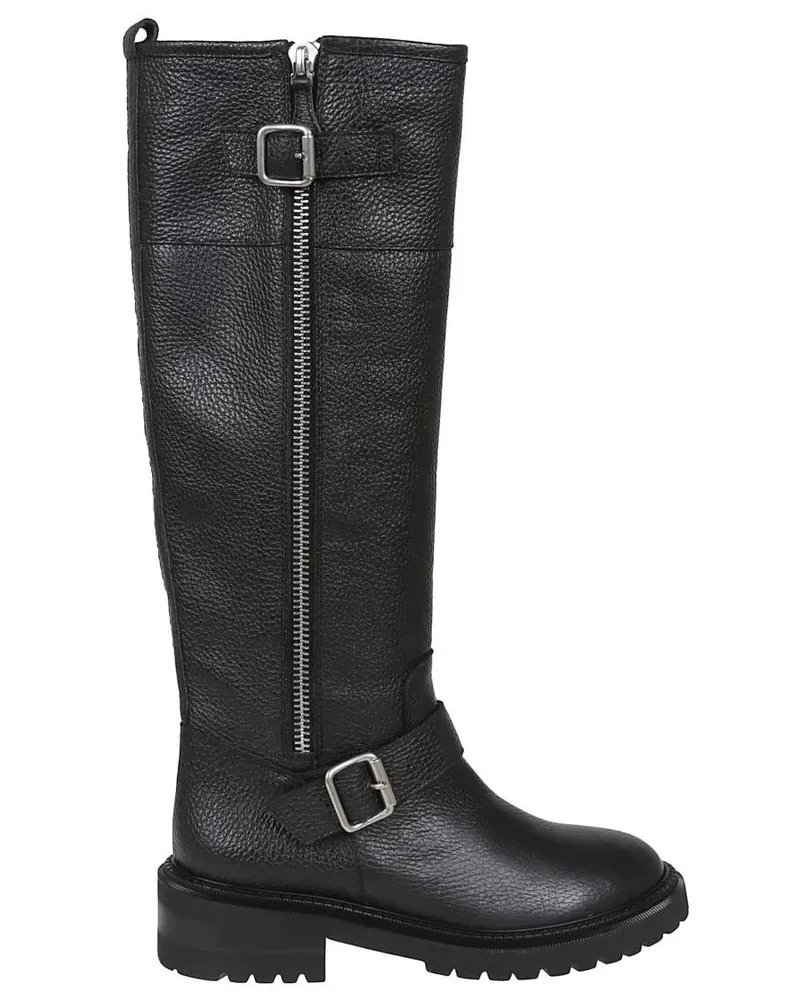 Via Roma 15 Stiefel Textured Leather Ankle Boots schwarz Schwarz