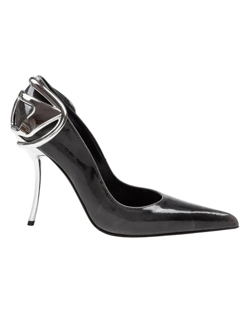 Diesel Hohe Schuhe Patent Leather Pumps With Curved Heel Black schwarz Schwarz