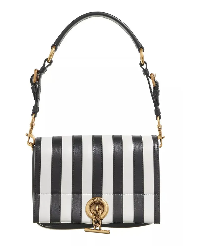 Moschino Pochettes Stripes-Metal Toggle Shoulder Bag schwarz Schwarz