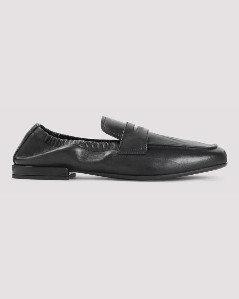 Prada Black Calf Leather Loafers schwarz Schwarz