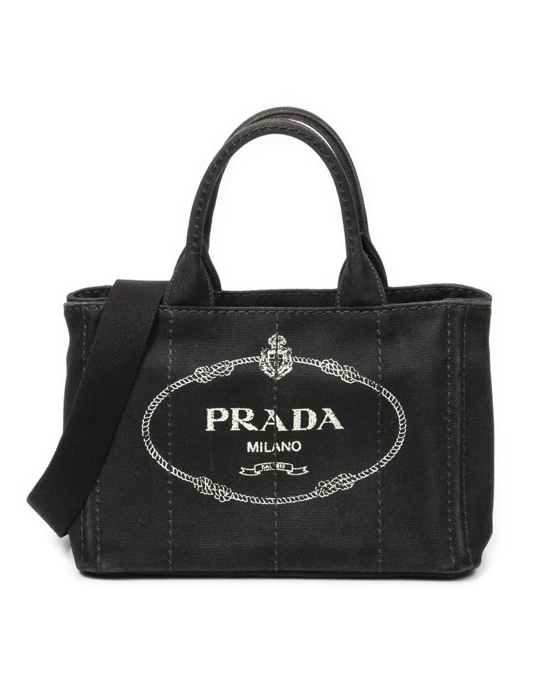 Prada Crossbody Bags Small Canapa Tote schwarz Schwarz