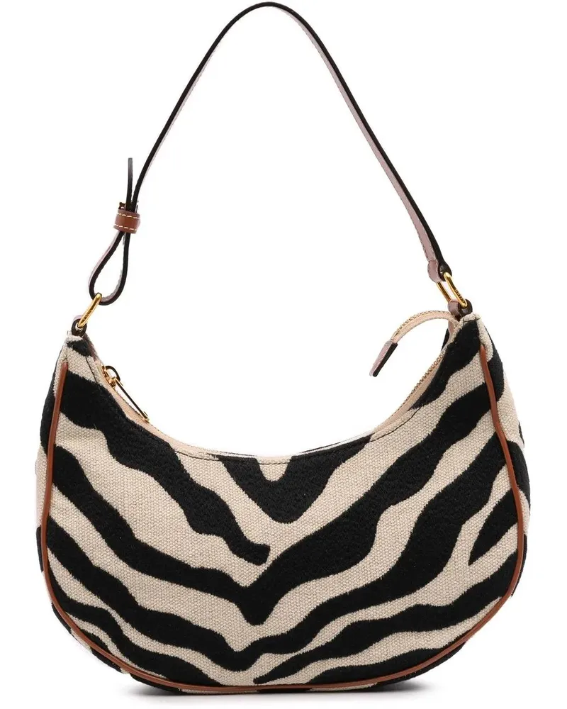 Celine Hobo Bags 2021 Zebra Print Canvas Ava Shoulder Bag braun Braun