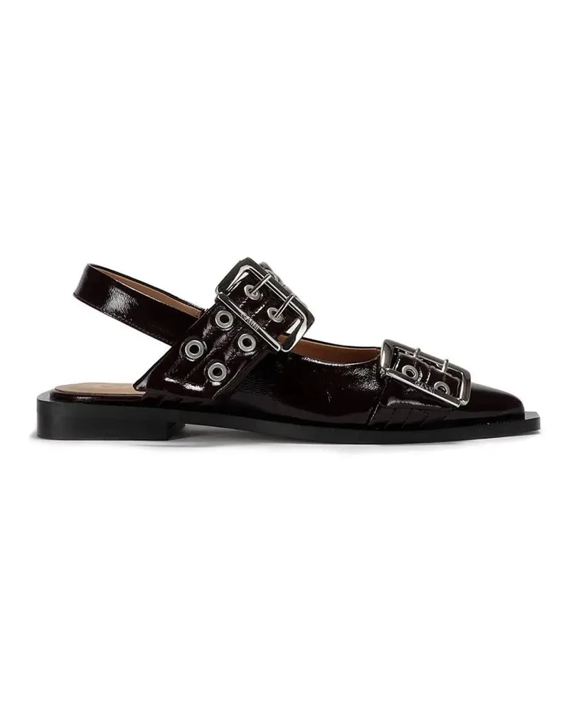 Ganni Purple Leather Ballerinas lila Lila