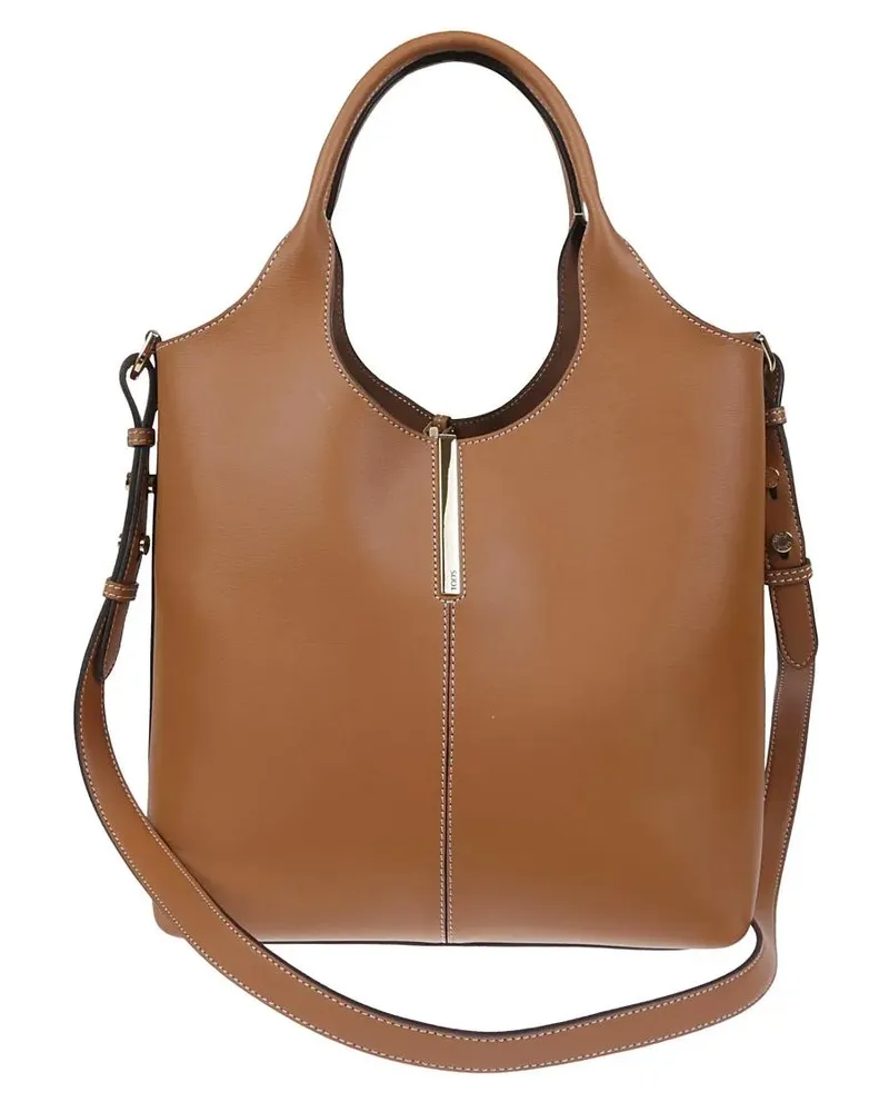 TOD'S Hobo Bags Brown Leather Handbag With Dual Handles braun Braun