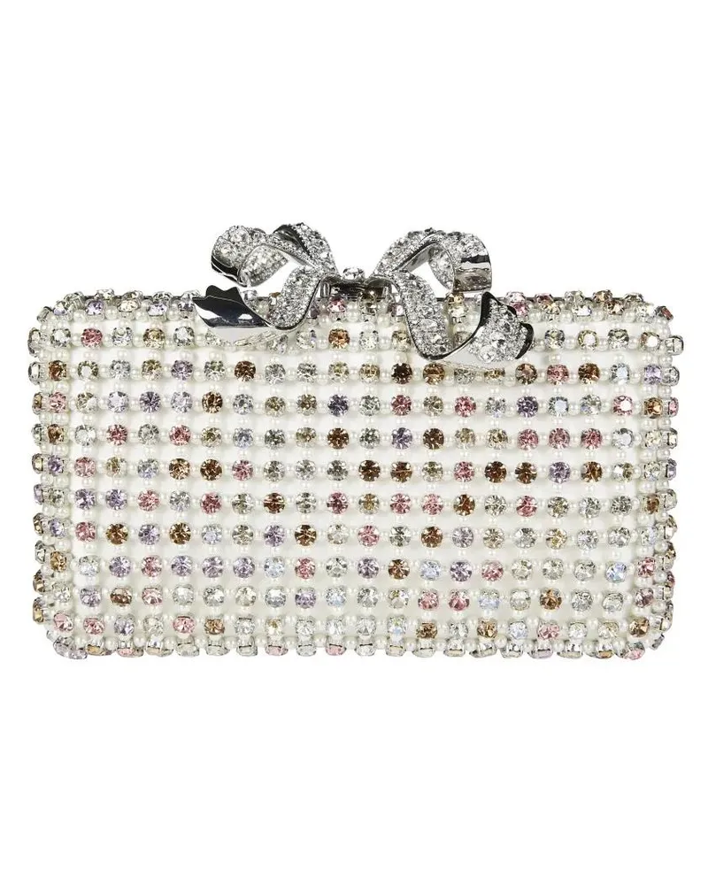 Self-Portrait Clutches Rectangular Rhinestone-Embellished Clutch Bag With weiß Weiß