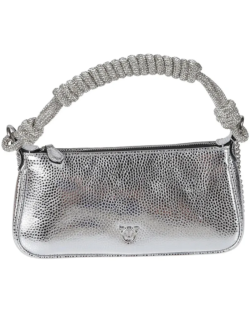 Pinko Crossbody Bags Half Moon Mini Baguette Bag Metallic gunmetal Gunmetal