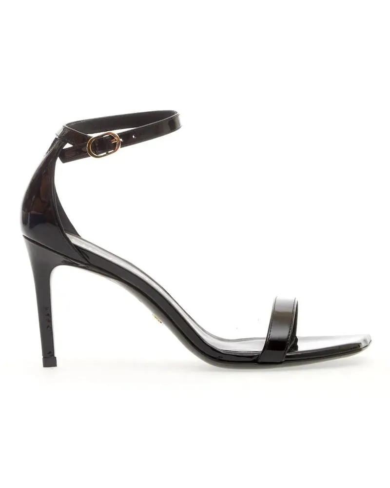 Stuart Weitzman Sandalen Black Patent Sandal With 85 Mm Heel schwarz Schwarz