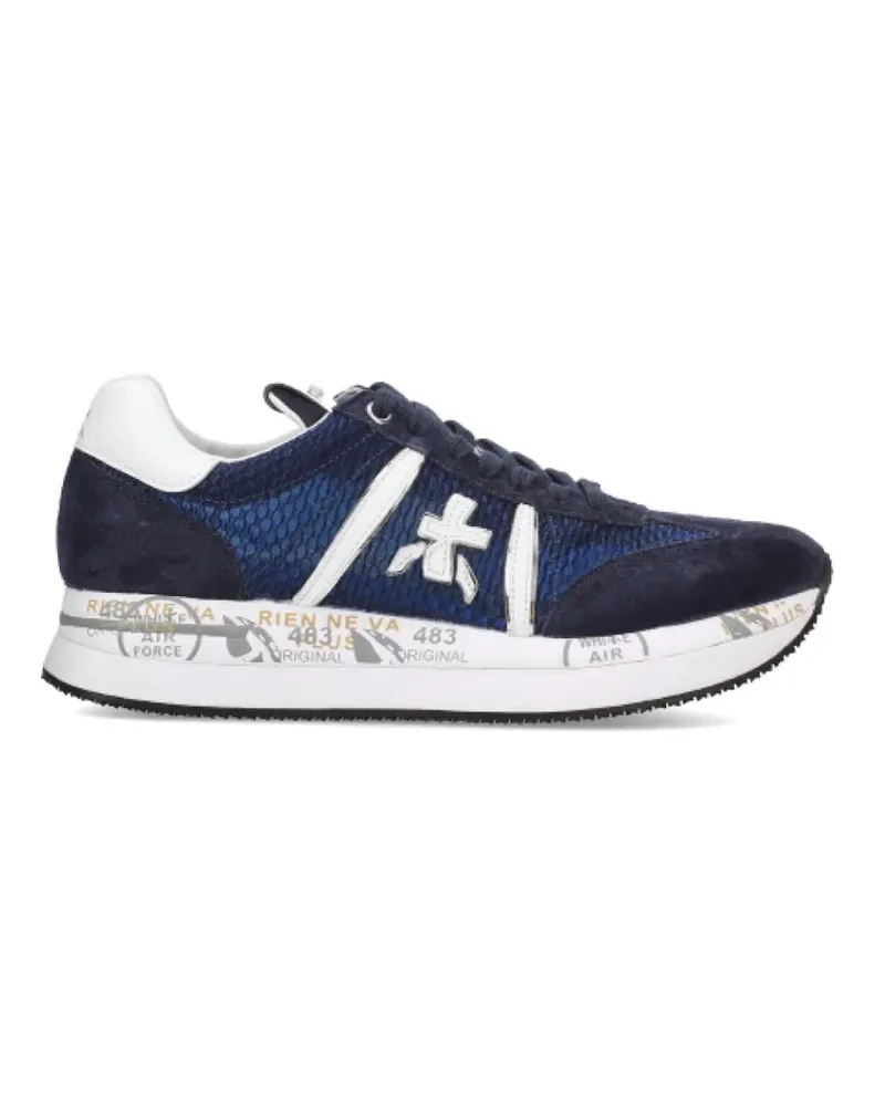 Premiata Low-Top Sneaker Suede And Blue Fabric Conny Sneakers blau Blau
