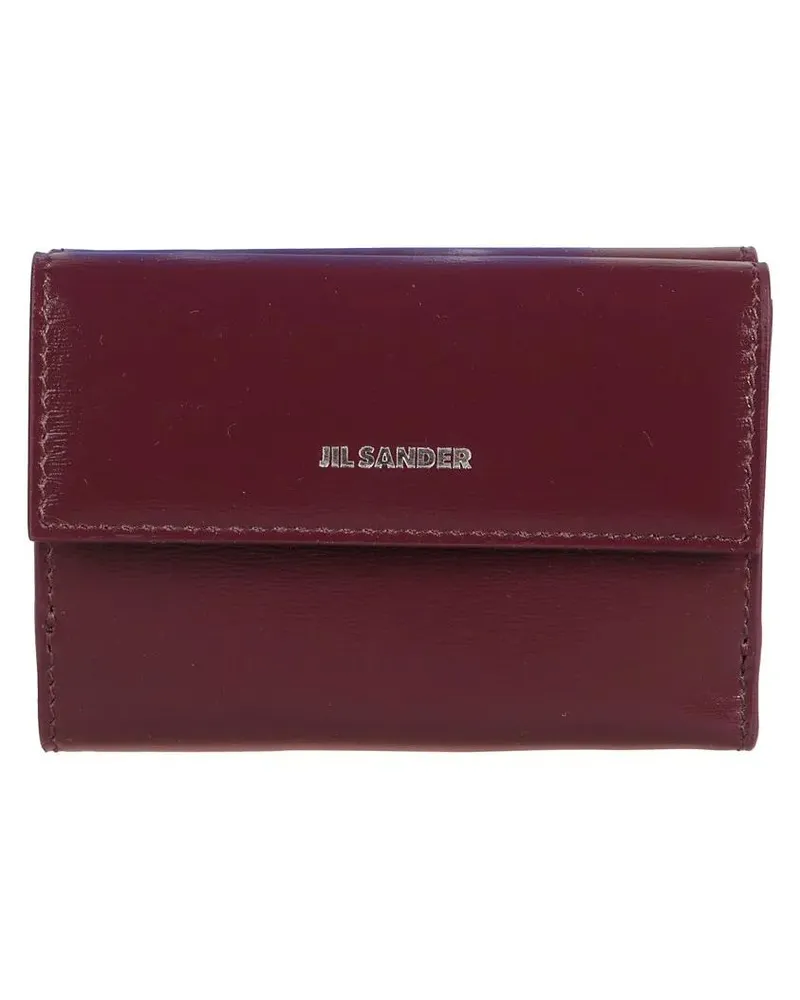 Jil Sander Portemonnaie Burgundy Leather Wallet With Snap Closure schwarz Schwarz