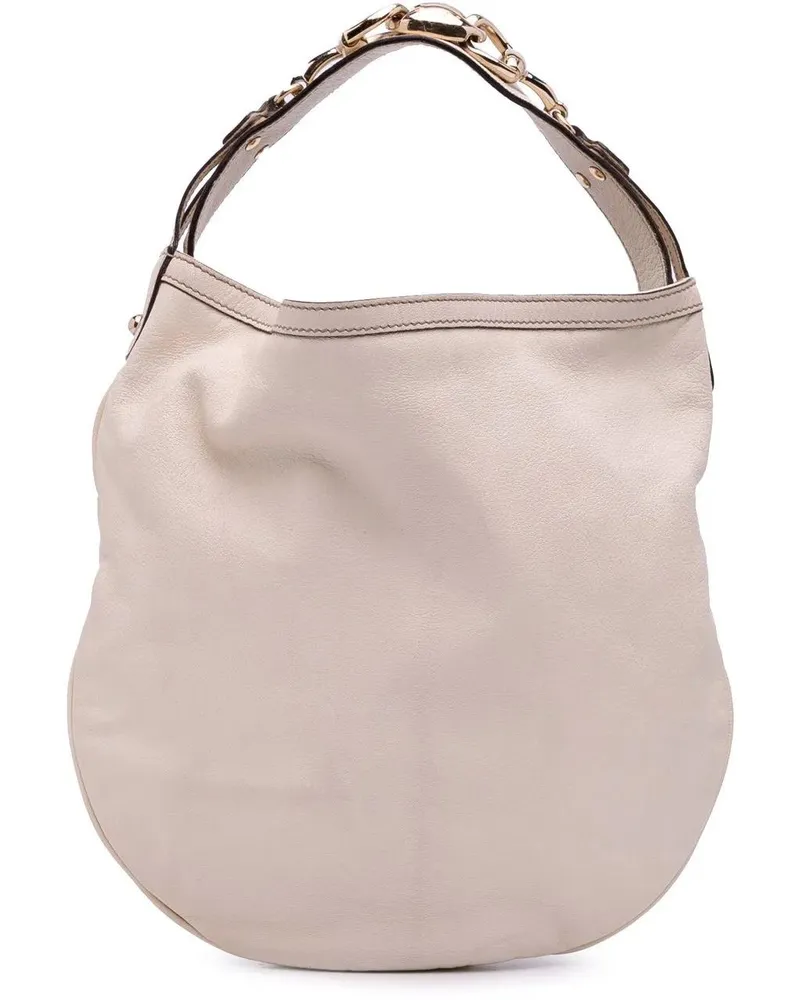 Gucci Hobo Bags Leather Horsebit Hobo Bag weiß Weiß