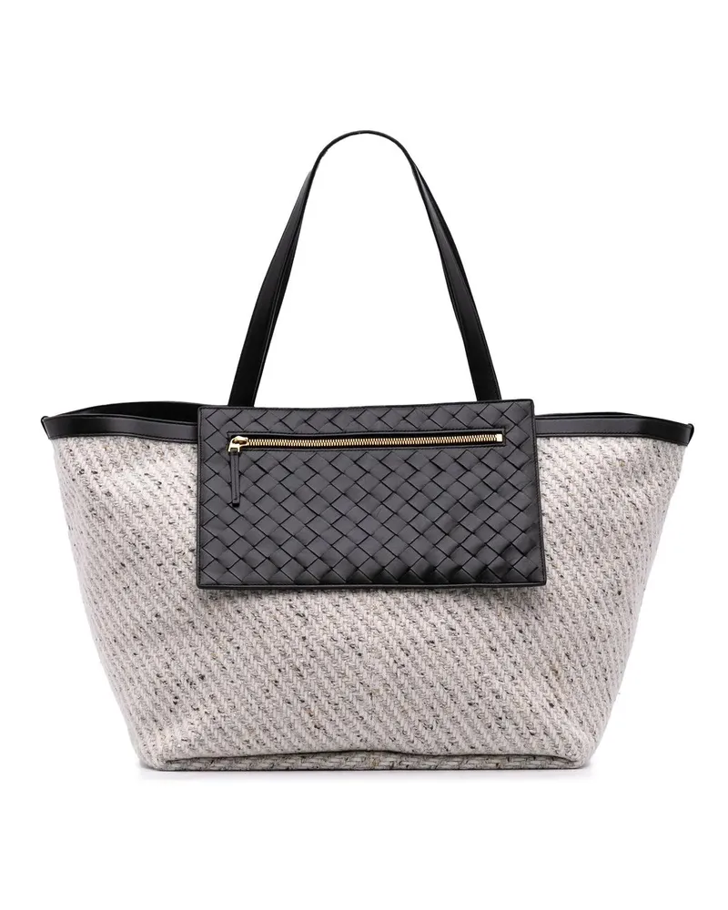 Bottega Veneta Shopper Large Wool and Calfskin Flip Flap Tote grau Grau