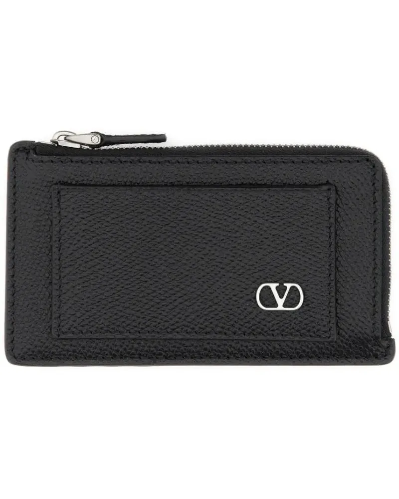 Valentino Garavani Portemonnaies "Vlogo Signature" Leather Coin Purse schwarz Schwarz