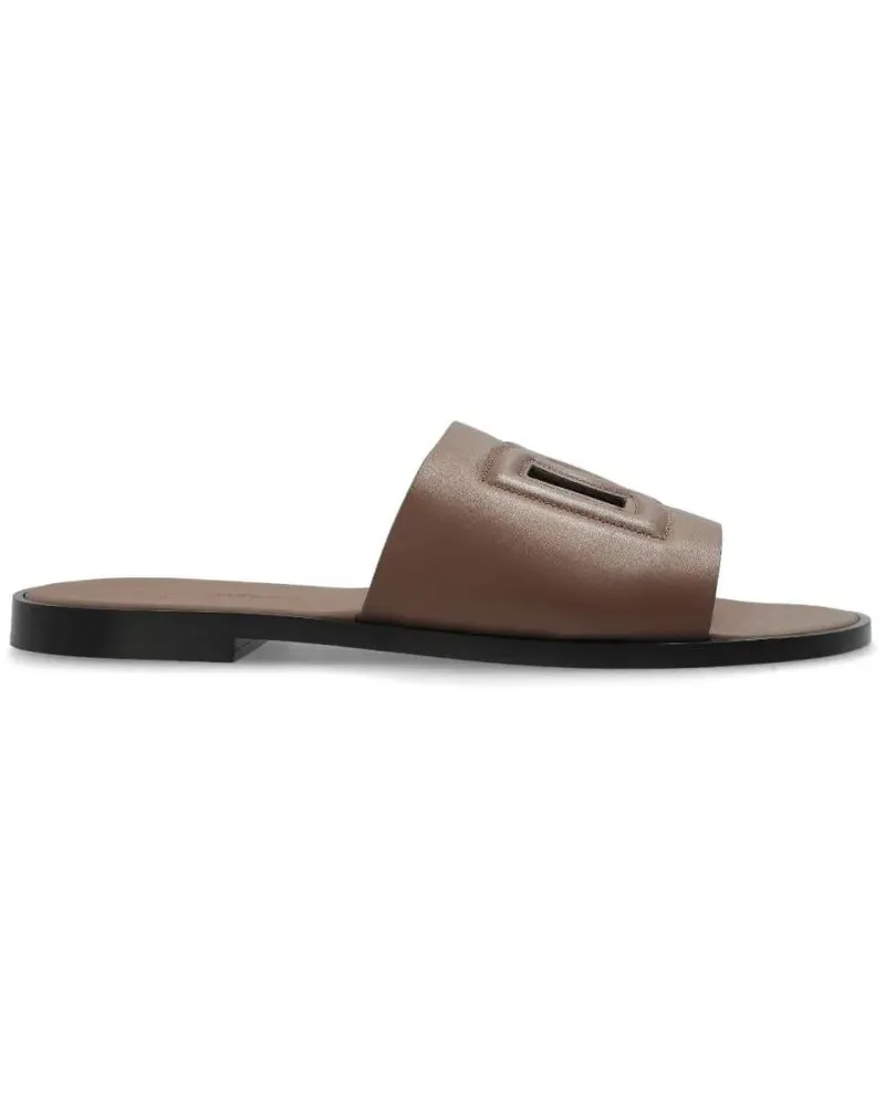 Dolce & Gabbana Loafer Brown Sandals With Design And Prominent Logo grau Grau