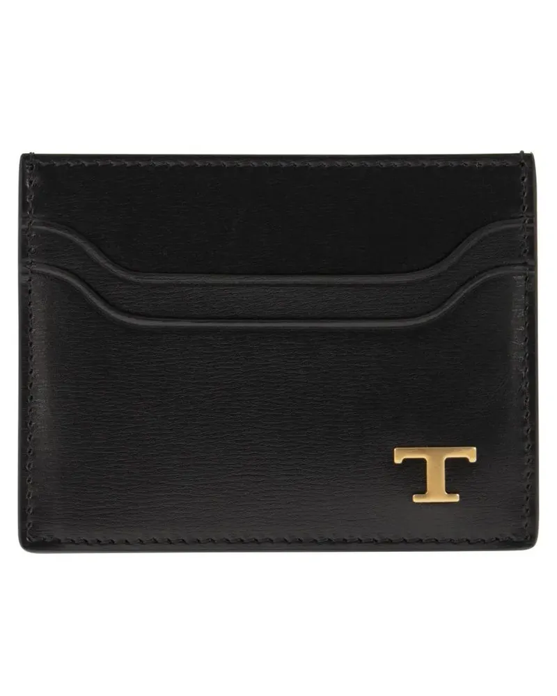 TOD'S Portemonnaies Leather Card Holder With Logo schwarz Schwarz