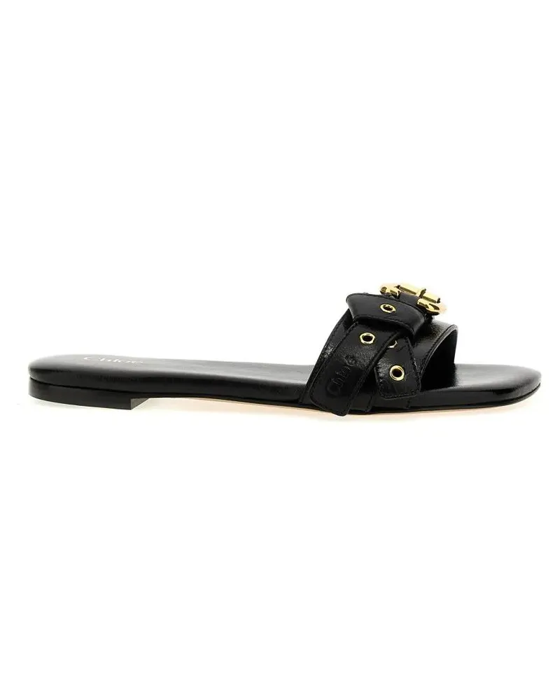 Chloé Sandalen 'Mae' Slides schwarz Schwarz