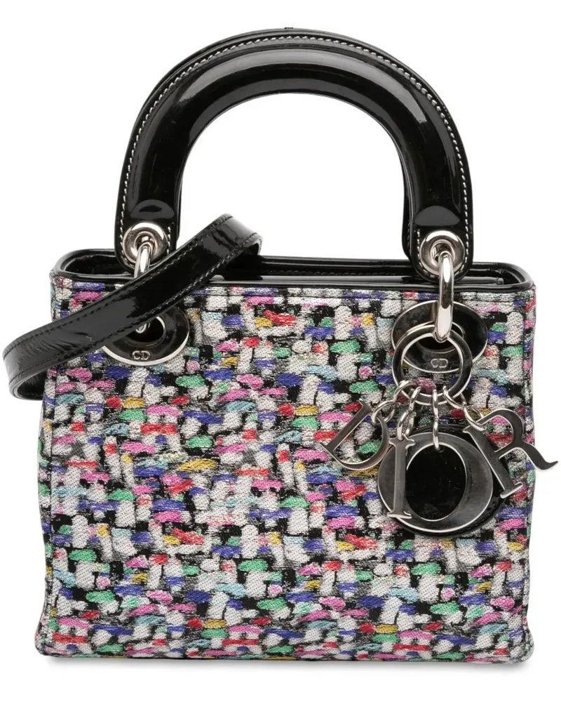 Dior Hobo Bags Mini Multicolor Metallic Fabric and Patent Leather schwarz Schwarz