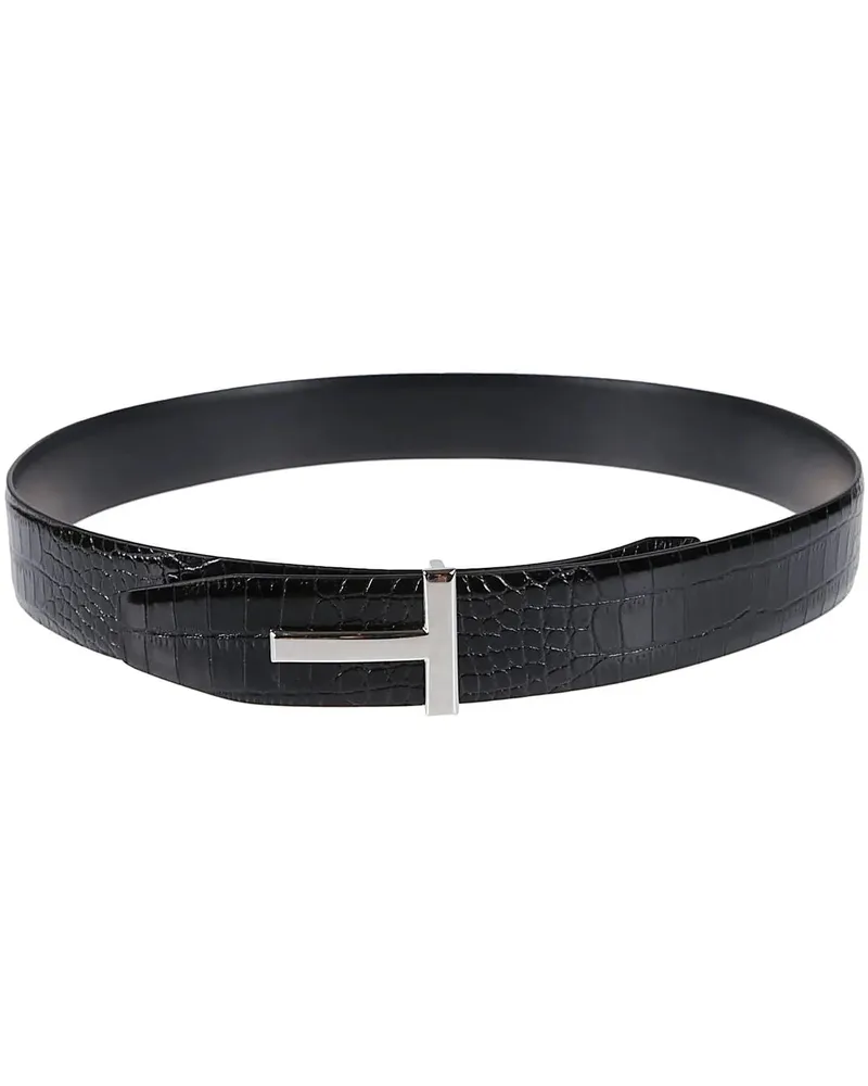 Tom Ford Gürtel T Buckle Reversible Belt Black schwarz Schwarz