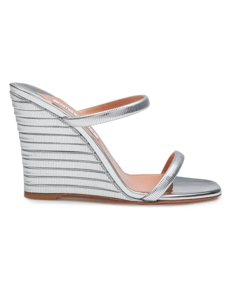 Aquazzura Sandalen Riviera Chain Wedge Sandal In Shiny Mirror-Effect silberfarben 