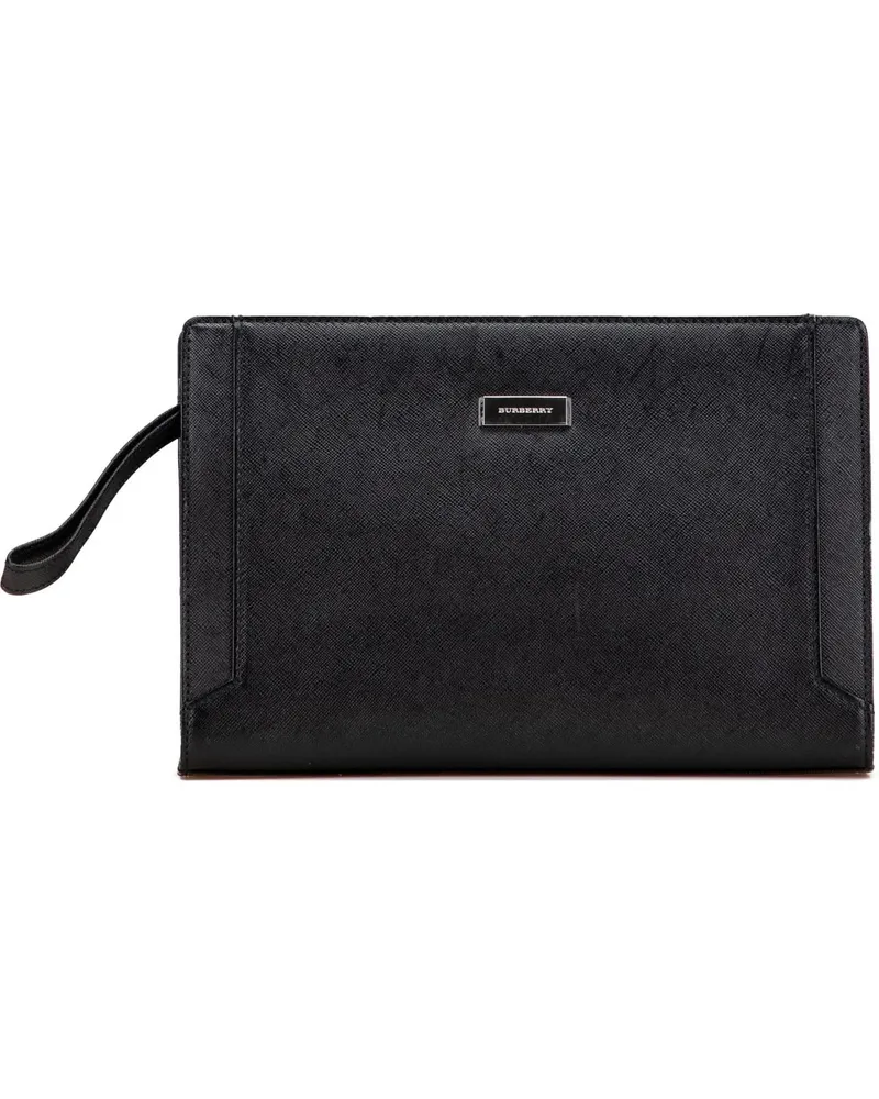 Burberry Clutches Leather Clutch schwarz Schwarz