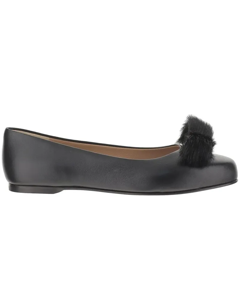 Ferragamo Leather Bow Ballet Flats grau Grau