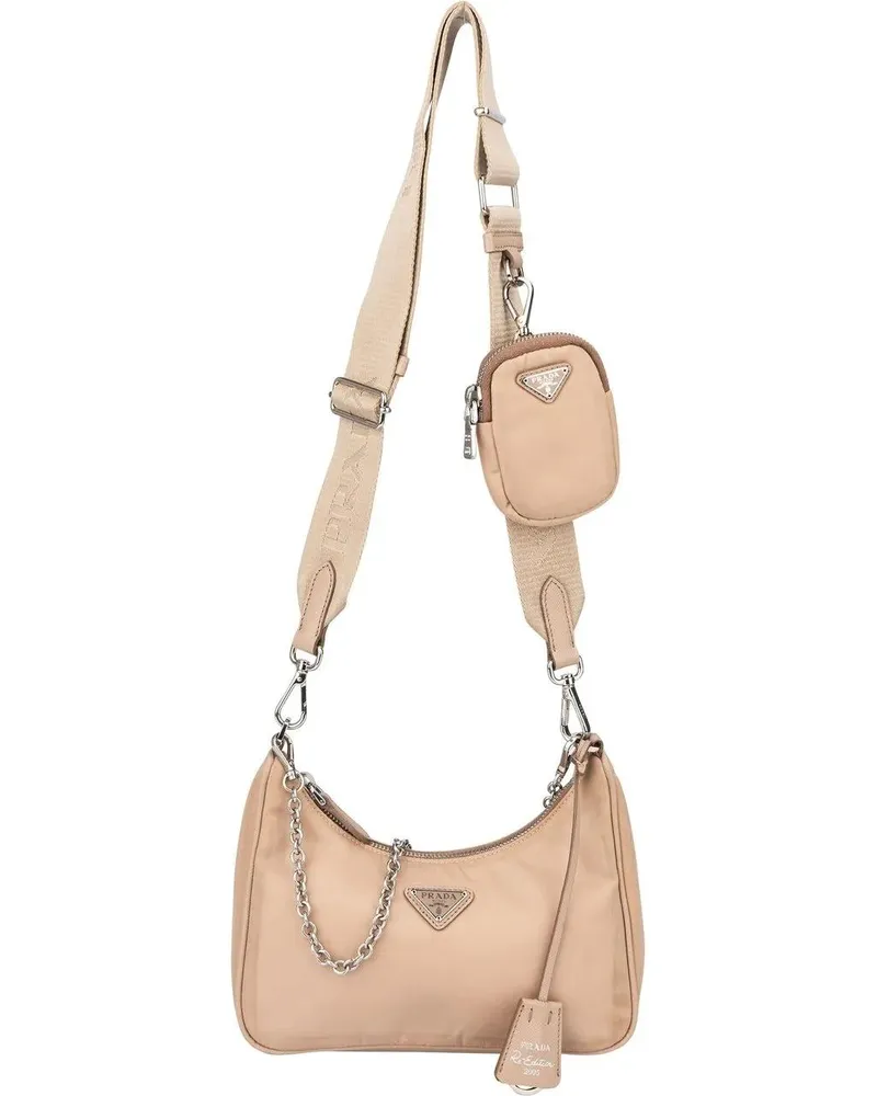 Prada Crossbody Bags  Beige Nylon Triangle Re-Edtion Crossbody Bag beige Beige