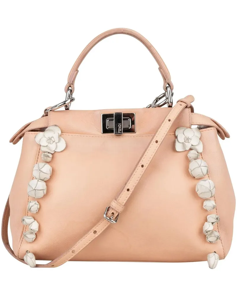 Fendi Crossbody Bags  Pink Leather Flower Peekaboo Handbag rosa Gold