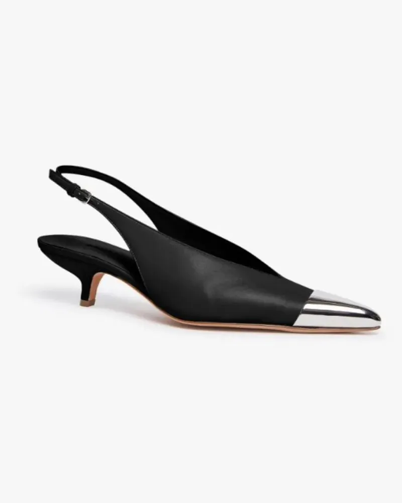 SPORTMAX Hohe Schuhe  Schwarze Kittenheels mit silberner Spitze schwarz Schwarz