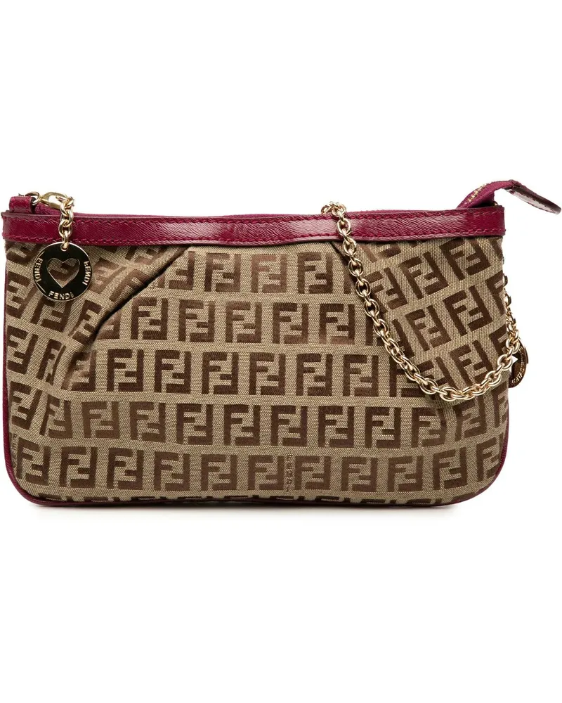 Fendi Hobo Bags Zucchino Canvas Chain Pochette braun Braun