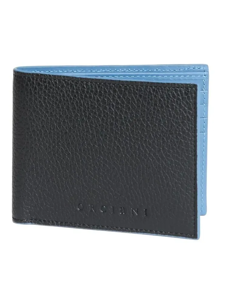 Orciani Portemonnaies Micron Two-Tone Leather Wallet schwarz Schwarz