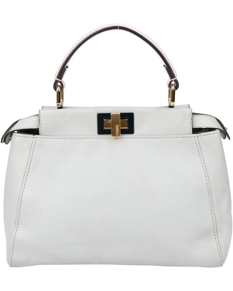 Fendi Crossbody Bags  Grey Leather Peekaboo Handbag weiß Weiß