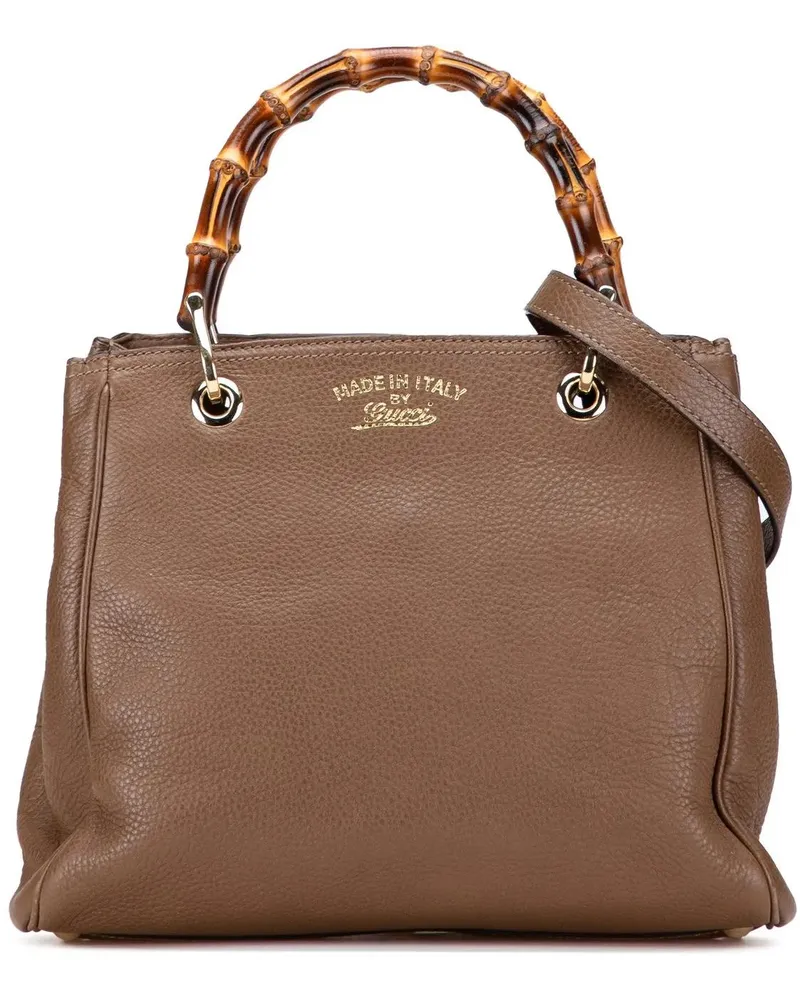 Gucci Hobo Bags Small Calfskin Bamboo Shopper Satchel braun Braun