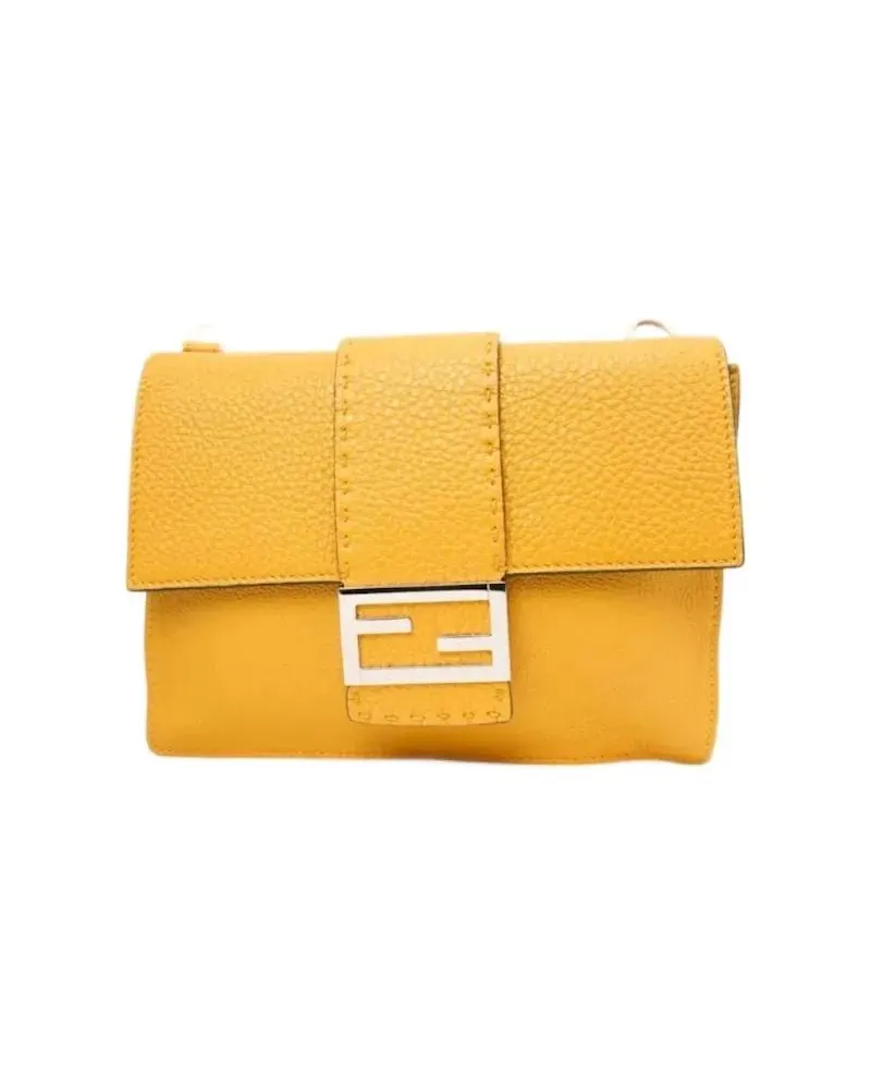 Fendi Hobo Bags Flap Baguette Small Yellow gelb Gelb