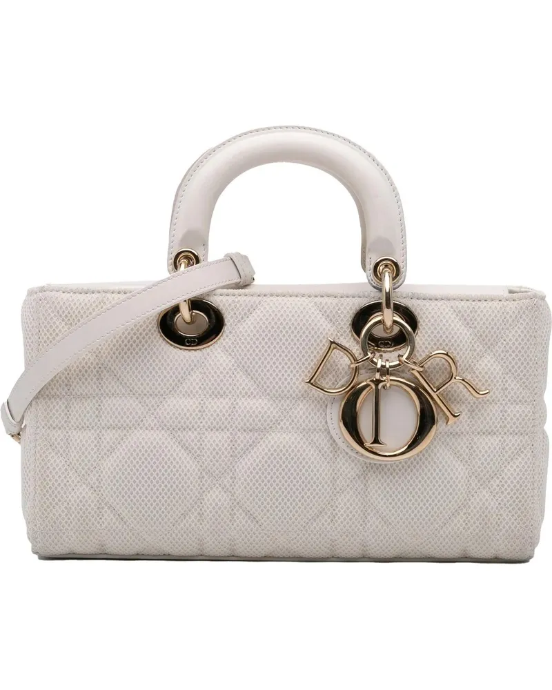 Dior Hobo Bags 2000-2024 Medium Technical Fabric Macrocannage Lad weiß Weiß